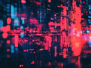 Obraz premium Abstract Background with Red and Blue Glitch Effect - Digital Art