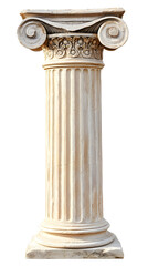 Ancient white Greek column isolated on white background