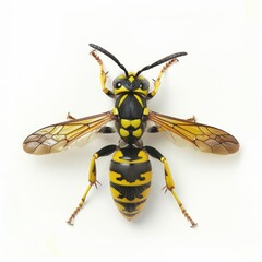 Yellow jacket wasp on white