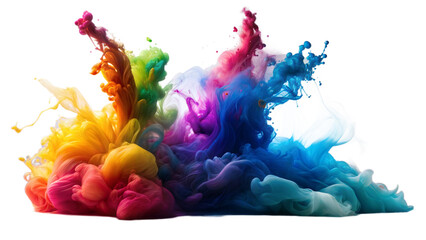 Naklejka premium Colorful powder explosion isolated on transparent background