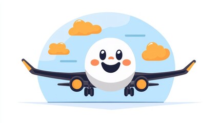 Obraz premium A cartoon airplane with big, friendly eyes and a smile