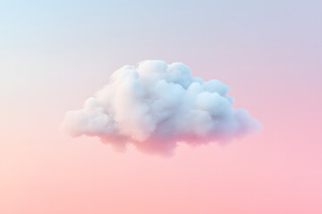White fluffy cloud isolated on light pink background	