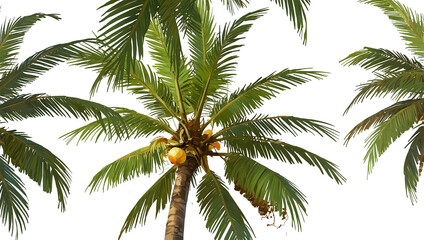 a palm tree with coconuts.
