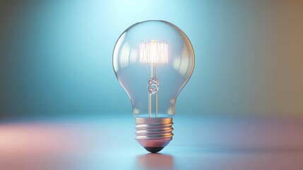 3D render of a light bulb in a flat design, highlighting innovation and potential, surrounded by minimalistic elements