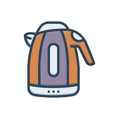 Color illustration icon for kettle