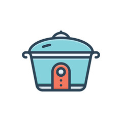 Color illustration icon for rice cooker