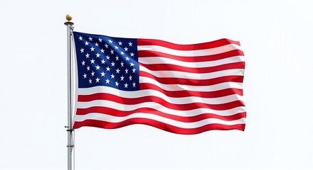 Fototapeta premium American flag waving, patriotic symbolism, versatile for Memorial Day, 4th of July, Labor Day, marketing, events, copy space for text.