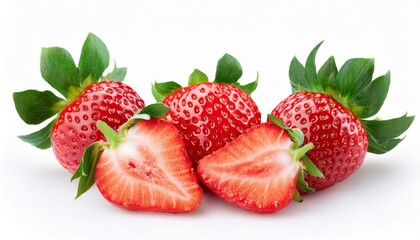 Fresh and juicy strawberry composition isolated on white background