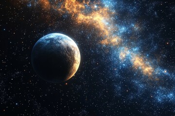 Space cosmic illustration with planets scene created with Generative AI