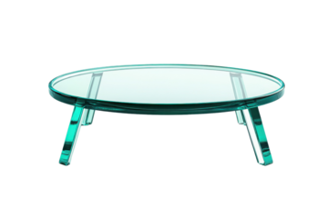 Sleek modern oval glass coffee table with transparent legs, perfect for contemporary living spaces and stylish interior design.