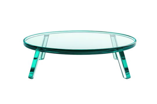 Sleek modern oval glass coffee table with transparent legs, perfect for contemporary living spaces and stylish interior design.
