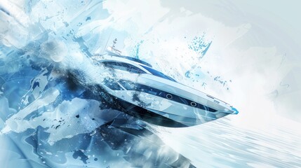 Obraz premium Yacht on a Whirlwind of Blue