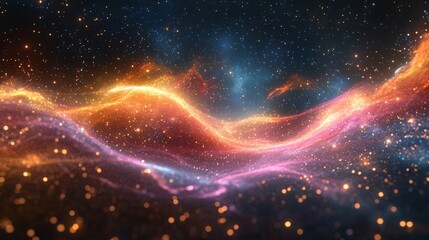Fototapeta premium Abstract Cosmic Wave with Glowing Stars