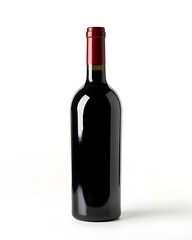 Red wine bottle mock up isolated on white background