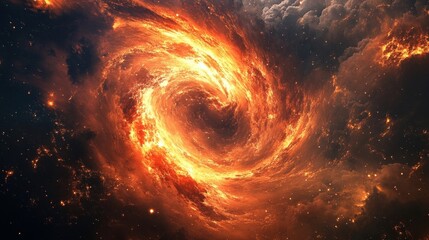 Obraz premium Fire Galaxy Swirling Space Art