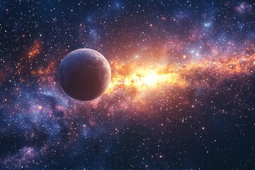 Space cosmic illustration with planets scene created with Generative AI