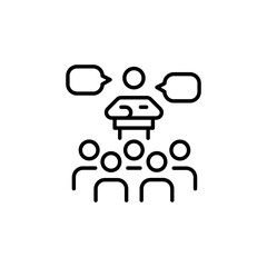 Meeting presentation icon. Simple meeting presentation icon for social media, app, and web design. Vector illustration