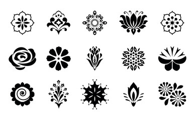 Flowers icon set. Flowers isolated on transparent background. Flowers in modern simple. Cute round flower plant nature collection. Vector illustrator