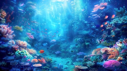 photo of fish on the seabed with colorful coral reefs