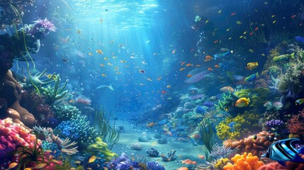 Obraz premium photo of fish on the seabed with colorful coral reefs