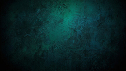 Fototapeta premium Noisy Depths: Dark Abstract Banner with Blue-Green Grainy Texture 