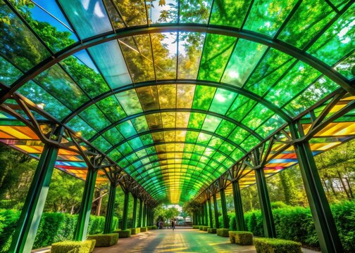 Chromatic Canopy: Spectrum of green tones, layered textures, vibrant expression