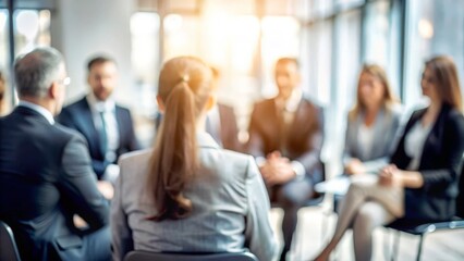 Soft Focus Business Discussion - Abstract blur of a business discussion setting with blurred participants.
