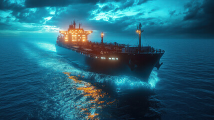 Fototapeta premium A cargo ship equipped with advanced radar and communication systems