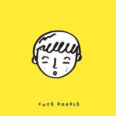 Cute doodle cartoon hand drawn boy illustration ,Cute doodle boy, cute  boy