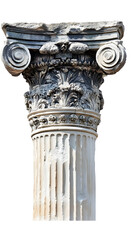 Obraz premium Ancient white Greek column isolated on white background