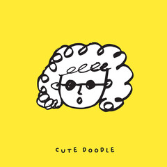 Cute doodle cartoon hand drawn girl illustration ,Cute doodle girl, cute  girl