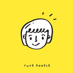 Cute doodle cartoon hand drawn girl illustration ,Cute doodle girl, cute  girl