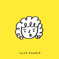 Cute doodle cartoon hand drawn girl illustration ,Cute doodle girl, cute  girl