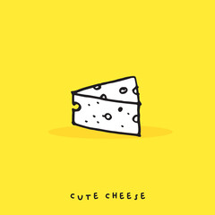 Cute doodle cartoon hand drawn cheese illustration ,Cute doodle cheese, cute butter