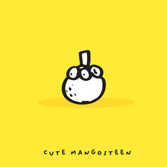 Cute doodle cartoon hand drawn mangosteen illustration