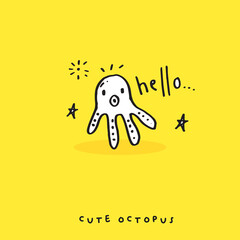 Cute doodle cartoon hand drawn squid illustration ,Cute doodle squid,octopus
