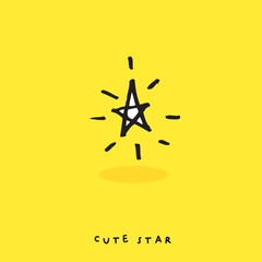 Cute doodle cartoon hand drawn star illustration ,Cute doodle star
