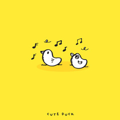 Cute doodle duck , Hand drawn of duck, Hand drawing duck, cute animal