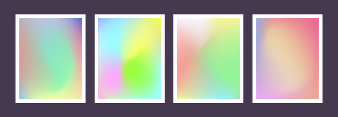 vector set of abstract liquid backgrounds with gradient mesh. pastel color blend. blurred fluid effect