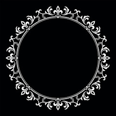 Decorative frame Elegant vector element for design in Eastern style, place for text. Floral black and white border. Lace illustration for invitations and greeting cards.