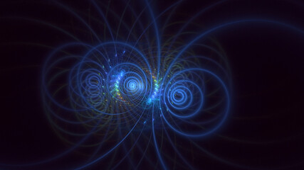3D manual Fractal illustration. Abstract rendering multicolor technology light background. The illustration is not generated by AI.