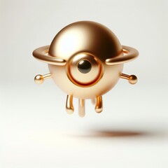 Fototapeta premium a minimalist 3d gold cute monster flying, white background