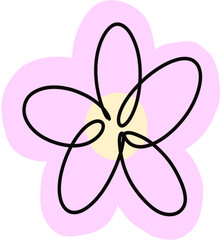 neon color flower, cartoon style