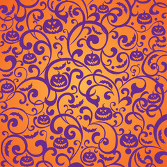 Fototapeta premium Halloween background with bats and pumpkin. Good for textile fabric design, wrapping paper, website wallpapers, textile, wallpaper and apparel. vector illustration