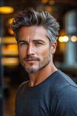 Fototapeta premium Sophisticated portrait of a stylish mature man with silver hair