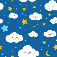 Witness the stunning night sky, filled with twinkling stars and soft, swirling clouds that create a magical ambiance.