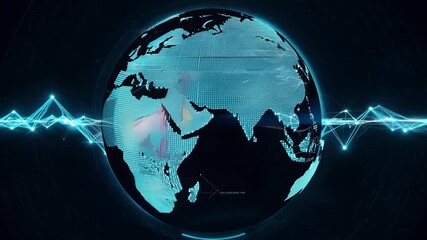 A dark and futuristic depiction of the global network with data streams moving rapidly around the planet showcasing the power and speed of worldwide connections.