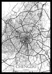 Obraz premium Chengdu China Map