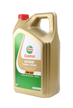 Engine oil Castrol Edge Turbo Diesel 5W-40 5l on a white background.