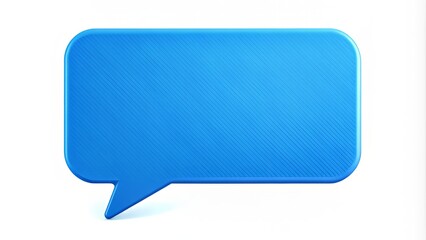 Fototapeta premium Minimalist illustration of a bold, bright blue speech bubble with clean lines and modern typography, set against a crisp white background, conveying confident communication.